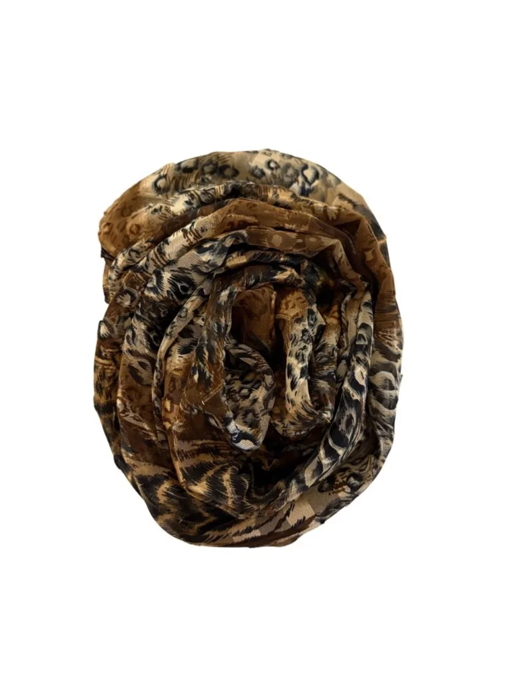 Animal Print Infinity Scarf Lightweight Silky Brown Black Fashion Accessory